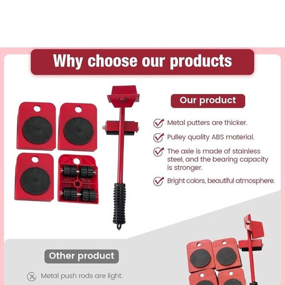 Furniture Lift Mover Tool Set Wheels Dolly 330Lbs Capacity 360 Rotation - Picture 2 of 6